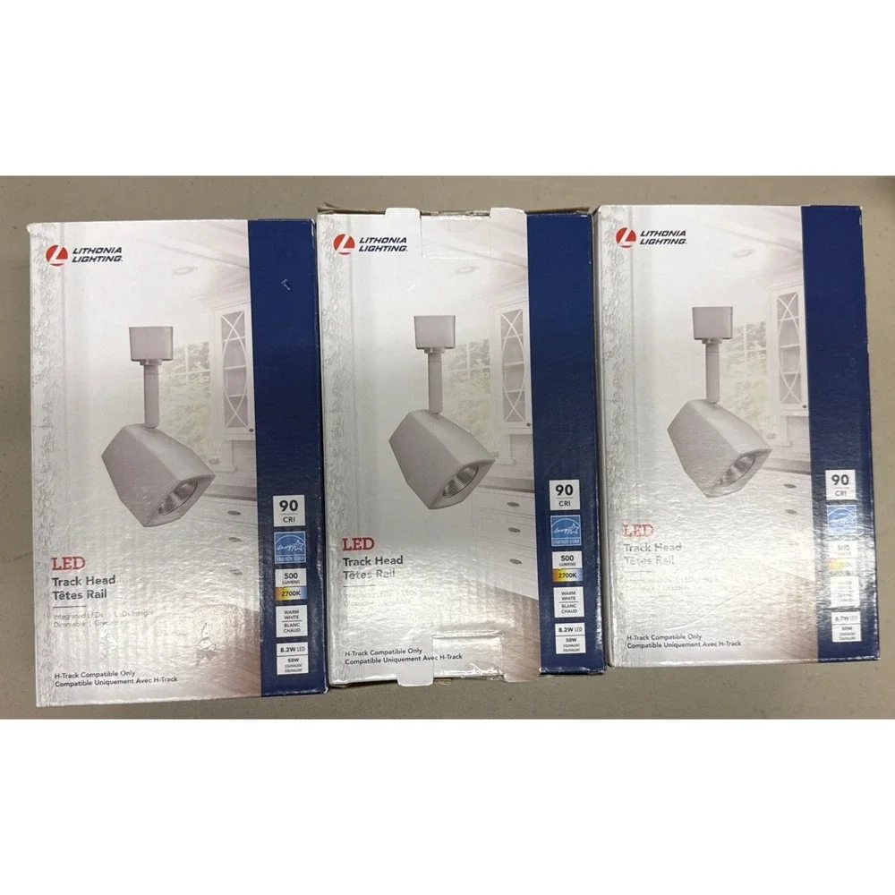3 Pack Lithonia Lighting WHITE LED Linear Track Step Head Light Fixtures